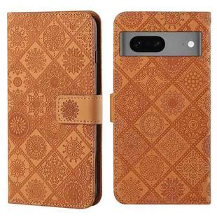 For Google Pixel 7 Ethnic Style Embossed Pattern Leather Phone Case(Brown)