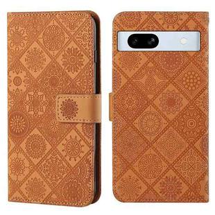 For Google Pixel 7a Ethnic Style Embossed Pattern Leather Phone Case(Brown)