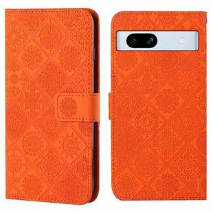 For Google Pixel 7a Ethnic Style Embossed Pattern Leather Phone Case(Orange)