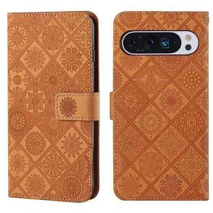 For Google Pixel 9 Pro XL Ethnic Style Embossed Pattern Leather Phone Case(Brown)