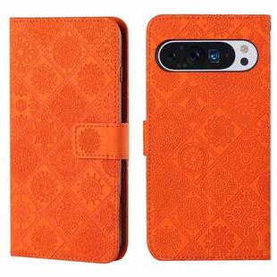 For Google Pixel 9 Pro XL Ethnic Style Embossed Pattern Leather Phone Case(Orange)