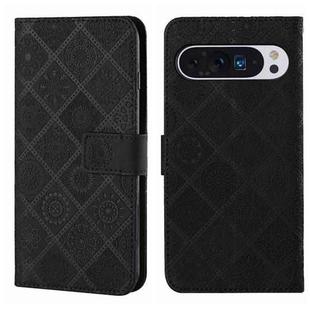 For Google Pixel 9 Pro XL Ethnic Style Embossed Pattern Leather Phone Case(Black)