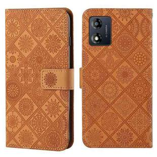 For Motorola Moto E13 Ethnic Style Embossed Pattern Leather Phone Case(Brown)