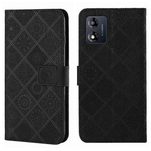 For Motorola Moto E13 Ethnic Style Embossed Pattern Leather Phone Case(Black)