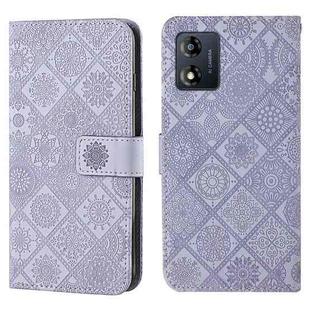 For Motorola Moto E13 Ethnic Style Embossed Pattern Leather Phone Case(Purple)