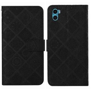 For Motorola Moto E22s / E32 4G Ethnic Style Embossed Pattern Leather Phone Case(Black)