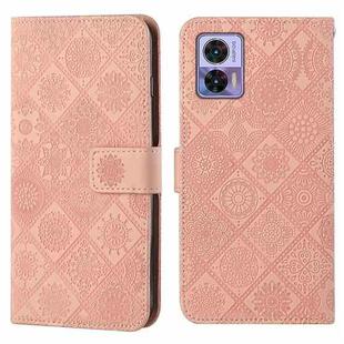 For Motorola Edge 30 Neo Ethnic Style Embossed Pattern Leather Phone Case(Pink)