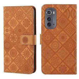 For Motorola Edge 2022 Ethnic Style Embossed Pattern Leather Phone Case(Brown)