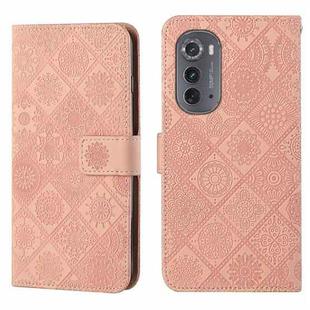 For Motorola Edge 2022 Ethnic Style Embossed Pattern Leather Phone Case(Pink)