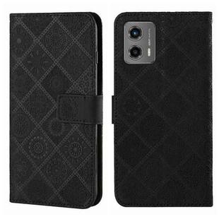 For Motorola Moto G 2023 Ethnic Style Embossed Pattern Leather Phone Case(Black)