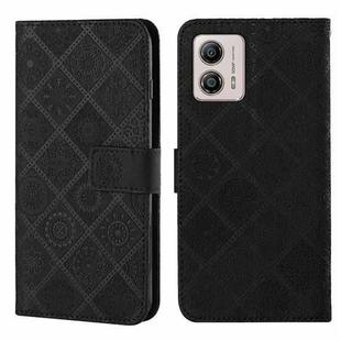 For Motorola Moto G53 Ethnic Style Embossed Pattern Leather Phone Case(Black)