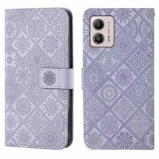 For Motorola Moto G53 Ethnic Style Embossed Pattern Leather Phone Case(Purple)