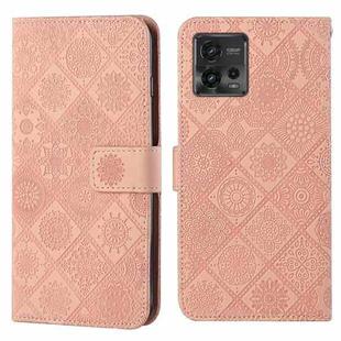 For Motorola Moto G72 Ethnic Style Embossed Pattern Leather Phone Case(Pink)