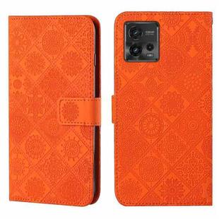 For Motorola Moto G72 Ethnic Style Embossed Pattern Leather Phone Case(Orange)