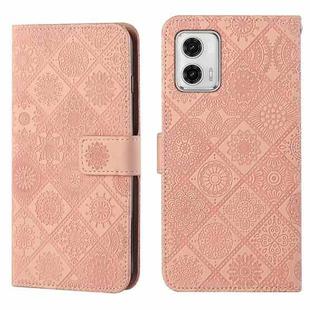 For Motorola Moto G73 Ethnic Style Embossed Pattern Leather Phone Case(Pink)