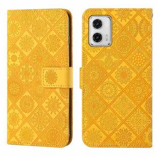 For Motorola Moto G73 Ethnic Style Embossed Pattern Leather Phone Case(Yellow)