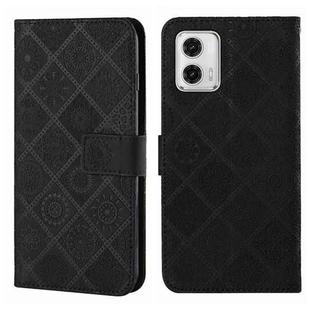 For Motorola Moto G73 Ethnic Style Embossed Pattern Leather Phone Case(Black)