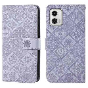 For Motorola Moto G73 Ethnic Style Embossed Pattern Leather Phone Case(Purple)
