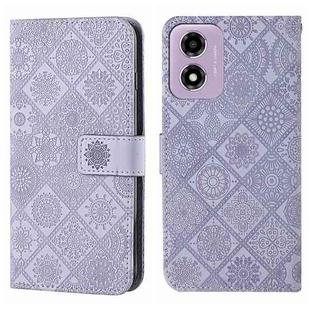 For Motorola Moto E14 Ethnic Style Embossed Pattern Leather Phone Case(Purple)