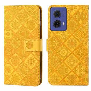 For Motorola Moto G85 Ethnic Style Embossed Pattern Leather Phone Case(Yellow)