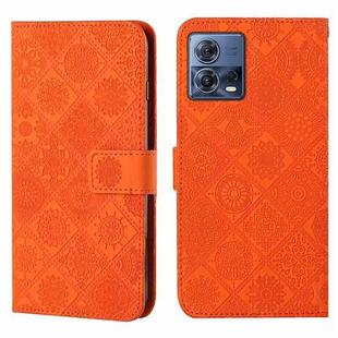 For Motorola Moto S30 Pro Ethnic Style Embossed Pattern Leather Phone Case(Orange)