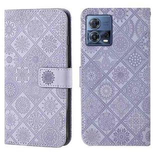 For Motorola Moto S30 Pro Ethnic Style Embossed Pattern Leather Phone Case(Purple)