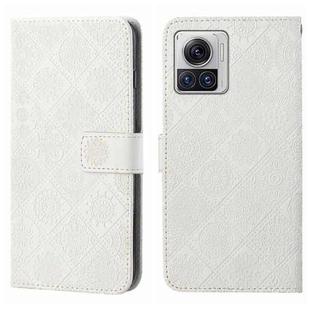 For Motorola Moto X30 Pro Ethnic Style Embossed Pattern Leather Phone Case(White)