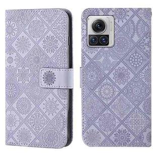 For Motorola Moto X30 Pro Ethnic Style Embossed Pattern Leather Phone Case(Purple)