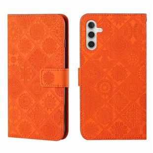 For Samsung Galaxy A15 Ethnic Style Embossed Pattern Leather Phone Case(Orange)