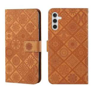For Samsung Galaxy S24 5G Ethnic Style Embossed Pattern Leather Phone Case(Brown)