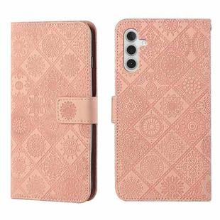 For Samsung Galaxy S24 5G Ethnic Style Embossed Pattern Leather Phone Case(Pink)