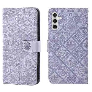 For Samsung Galaxy S24+ 5G Ethnic Style Embossed Pattern Leather Phone Case(Purple)