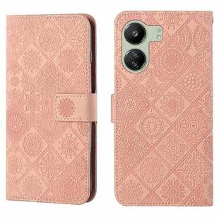 For Xiaomi Redmi 13C Ethnic Style Embossed Pattern Leather Phone Case(Pink)