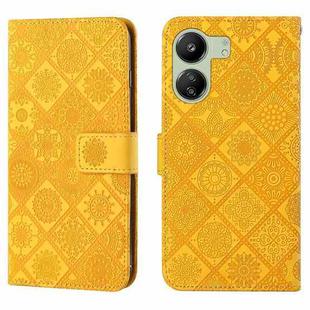 For Xiaomi Redmi 13C Ethnic Style Embossed Pattern Leather Phone Case(Yellow)