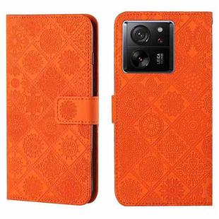 For Xiaomi 13T Ethnic Style Embossed Pattern Leather Phone Case(Orange)