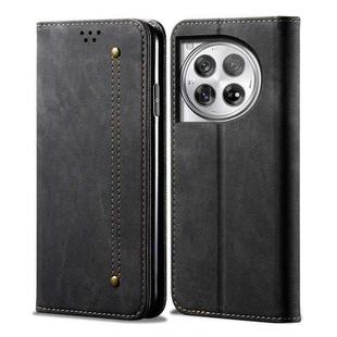 For OnePlus 12 Denim Texture Casual Style Horizontal Flip Leather Case(Black)