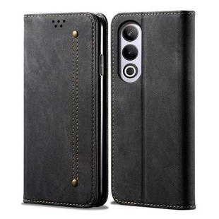 For OnePlus Ace 3V / Nord CE4 Denim Texture Casual Style Horizontal Flip Leather Case(Black)