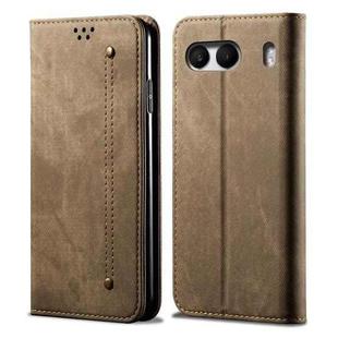 For OnePlus Nord 4 Denim Texture Casual Style Horizontal Flip Leather Case(Khaki)