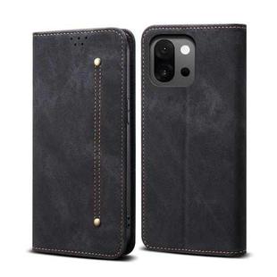 For OnePlus 13T Denim Texture Casual Style Horizontal Flip Leather Case(Black)