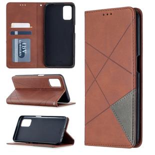 For Oppo A72 / A52 / A92 Rhombus Texture Horizontal Flip Magnetic Leather Case with Holder & Card Slots(Brown)