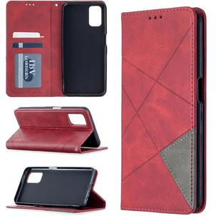 For Oppo A72 / A52 / A92 Rhombus Texture Horizontal Flip Magnetic Leather Case with Holder & Card Slots(Red)