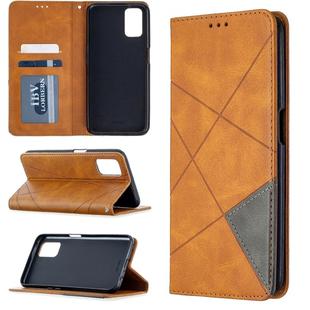 For Oppo A72 / A52 / A92 Rhombus Texture Horizontal Flip Magnetic Leather Case with Holder & Card Slots(Yellow)