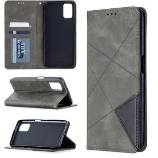 For Oppo A72 / A52 / A92 Rhombus Texture Horizontal Flip Magnetic Leather Case with Holder & Card Slots(Grey)