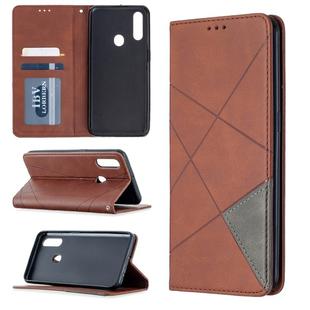For Oppo A31 (2020) / A81 Rhombus Texture Horizontal Flip Magnetic Leather Case with Holder & Card Slots(Brown)