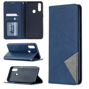 For Oppo A31 (2020) / A81 Rhombus Texture Horizontal Flip Magnetic Leather Case with Holder & Card Slots(Blue)