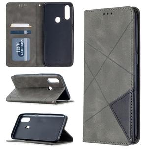 For Oppo A31 (2020) / A81 Rhombus Texture Horizontal Flip Magnetic Leather Case with Holder & Card Slots(Grey)