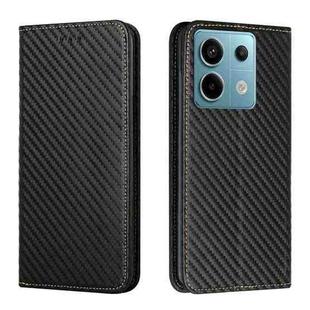 For Xiaomi Redmi Note 13 Pro Carbon Fiber Texture Flip Holder Leather Phone Case(Black)