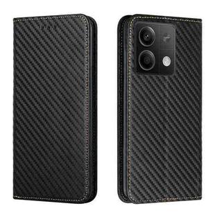 For Xiaomi Redmi Note 13 Carbon Fiber Texture Flip Holder Leather Phone Case(Black)