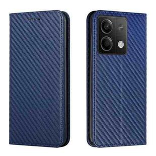 For Xiaomi Redmi Note 13 Carbon Fiber Texture Flip Holder Leather Phone Case(Blue)