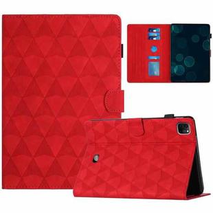 For iPad Pro 11 2024 Diamond Texture Embossed Leather Smart Tablet Case(Red)